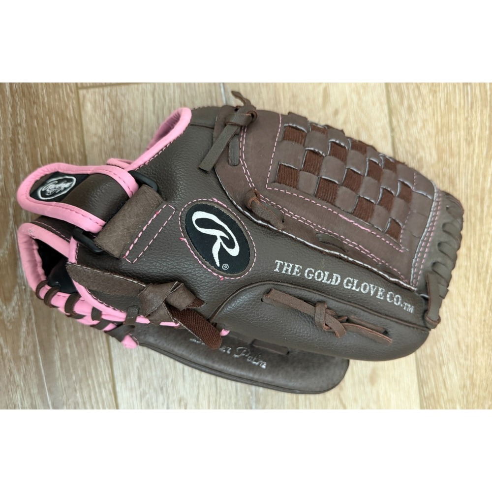 Rawlings WFP120 12" Fastpitch Softball Glove Brown Pink Leather RHT Women Girls